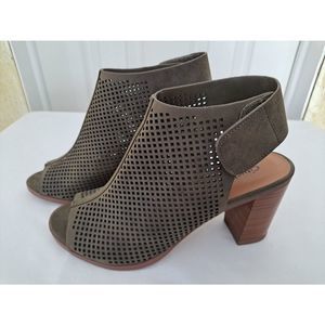 Cityclassified Olive Green Velcro Closure Peep Toe Bootie